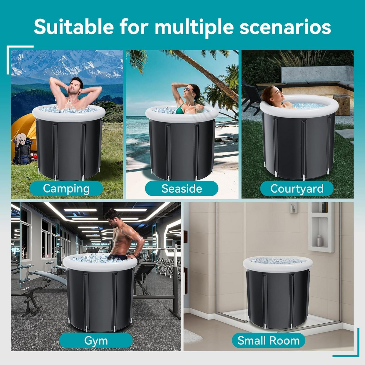 Essensolife portable Ice bath tub with lid-White Ring