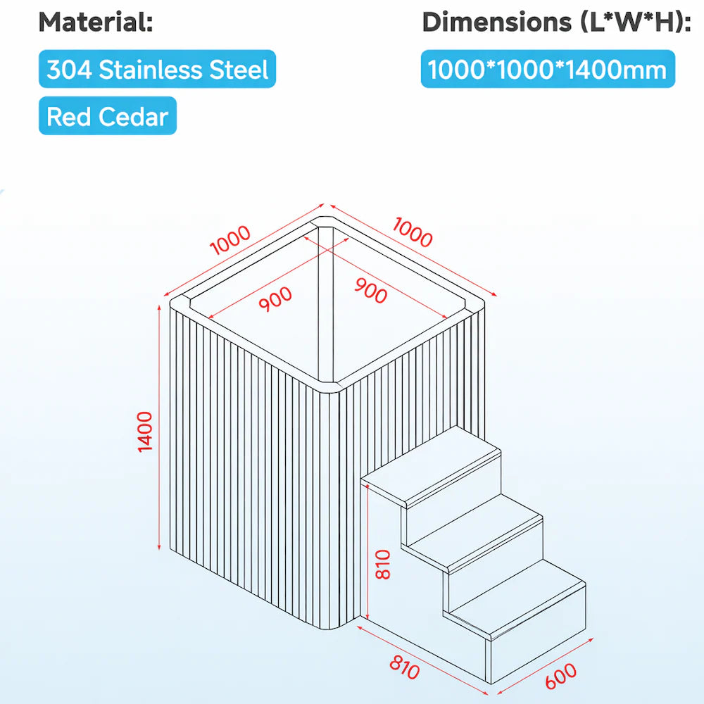 Essensolife Cold Plunge Pro – Stainless Steel Ice Bath with Premium Wooden Body