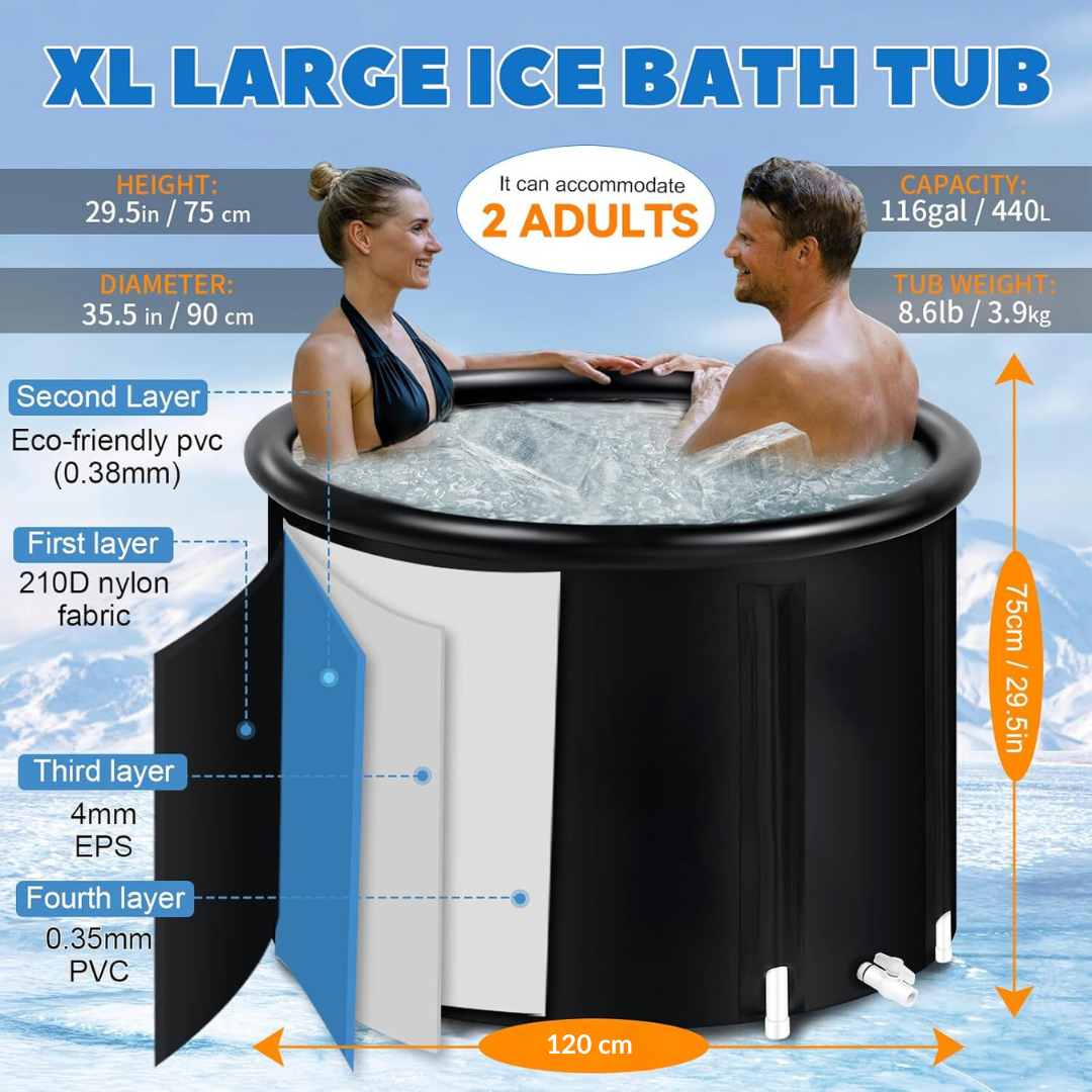 Artic circle by Essensolife portable Ice bath tub with lid-White Ring (Couple Size)