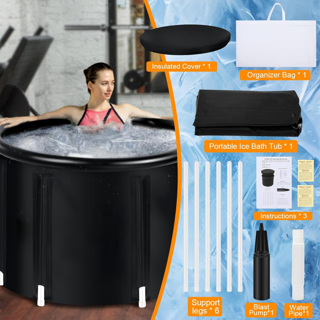 Artic circle by Essensolife portable Ice bath tub with lid-White Ring (Couple Size)