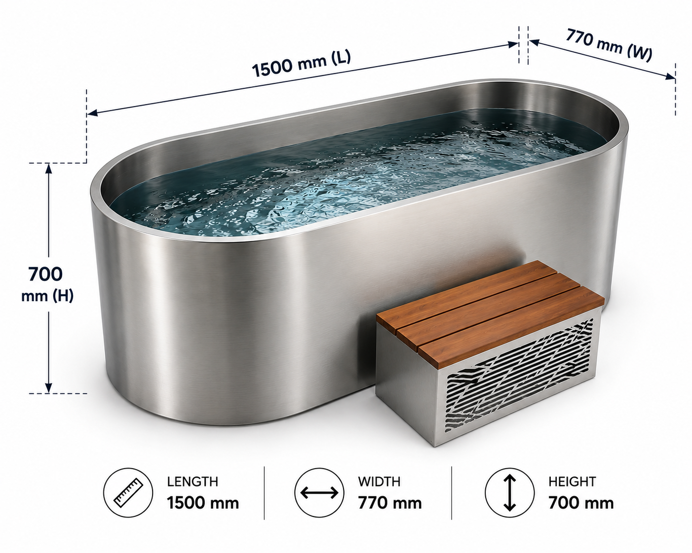 Essensolife® Premium Stainless Steel Ice Bath with 2 HP Chiller